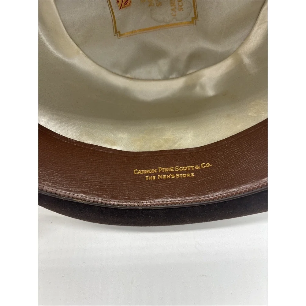 Vintage Brown Fedora Men's Hat Made In Usa Carson Pirie Scott